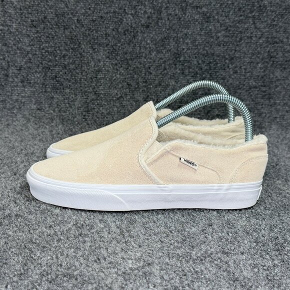 Vans Slip On Shoe Womens Size 7 Tans Suede Shearling Cuff Athletic Skate Sneaker - Picture 4 of 11